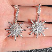 Cubic Zirconia Micro Pave Brass Earring Flower platinum plated micro pave cubic zirconia & for woman nickel lead & cadmium free 21mm Sold By Pair