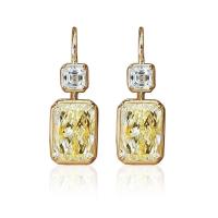 Cubic Zirconia Micro Pave Brass Earring, Geometrical Pattern, gold color plated, micro pave cubic zirconia & for woman, nickel, lead & cadmium free, 10x12mm, Sold By Pair