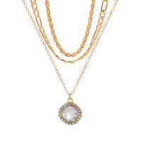 Multi Layer Necklace Zinc Alloy with Crystal with 1.96inch extender chain Geometrical Pattern gold color plated multilayer & for woman & with rhinestone Length Approx 14.5 Inch Sold By PC