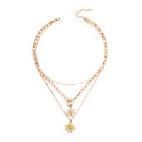 Multi Layer Necklace Zinc Alloy with 1.97inch extender chain Flower gold color plated multilayer & for woman & with rhinestone nickel lead & cadmium free Length Approx 14.14 Inch Sold By PC