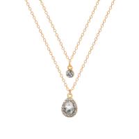 Multi Layer Necklace Zinc Alloy with Crystal with 1.97inch extender chain Teardrop gold color plated Double Layer & for woman & with rhinestone Length Approx 14.5 Inch Sold By PC