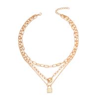 Multi Layer Necklace Zinc Alloy with 1.97inch extender chain Lock gold color plated Double Layer & for woman & with rhinestone nickel lead & cadmium free 18.40mm Length Approx 14.57 Inch Sold By PC