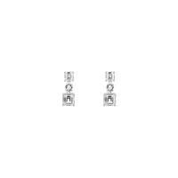 Rhinestone naušnica, Cink Alloy, platine boja pozlaćen, za žene & s Rhinestone, bijel, 9x29mm, Prodano By par