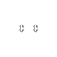 Zinc Alloy Huggie Hoop Earring platinum color plated for woman & with rhinestone 13mm Sold By Pair