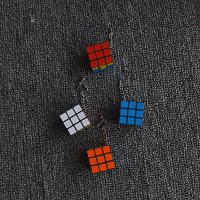 Resin Earring with Zinc Alloy Square & for woman & enamel multi-colored Sold By Lot