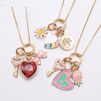 Acrylic Children Necklace & for woman & enamel & with rhinestone multi-colored Length Approx 23.62 Inch Sold By PC