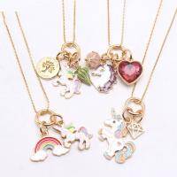 Zinc Alloy Children Necklace for children & enamel & with rhinestone multi-colored Length Approx 23.62 Inch Sold By PC