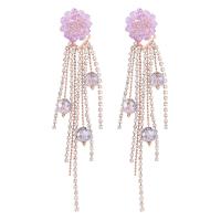 Fashion Fringe Earrings Zinc Alloy with Acrylic gold color plated fashion jewelry & for woman & with rhinestone multi-colored Sold By Pair