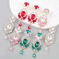 Rhinestone Earring Zinc Alloy with Acrylic gold color plated fashion jewelry & for woman & with rhinestone Sold By Pair