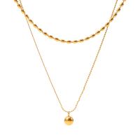 Mode-Multi-Layer-Halskette, 304 Edelstahl, mit Verlängerungskettchen von 5cm, Doppelschicht & Modeschmuck & für Frau, goldfarben, Länge:46 cm, verkauft von PC