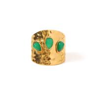 Edelstahl Ringe, 304 Edelstahl, mit Naturstein, rund, Modeschmuck & für Frau, goldfarben, 20x20mm, verkauft von PC