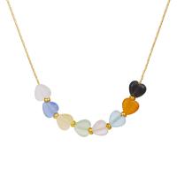 Acrylic Necklace Zinc Alloy with Acrylic gold color plated fashion jewelry & for woman multi-colored 6mm Length 45 cm Sold By PC