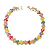 Bracelet en alliage de zinc, Placage de couleur d'or, bijoux de mode & pour femme & émail, multicolore, 6mm, Vendu par 17 cm brin
