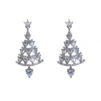 Zinc Alloy Drop Earrings Christmas Tree plated fashion jewelry & for woman & with rhinestone Sold By Pair