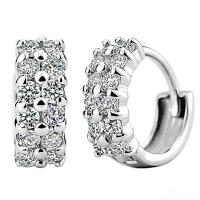 Brass Huggie Hoop Earring plated fashion jewelry & for woman & with rhinestone Sold By Pair