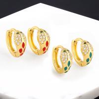 Cubic Zirconia Micro Pave Brass Earring 18K gold plated fashion jewelry & micro pave cubic zirconia & for woman & enamel Sold By Pair