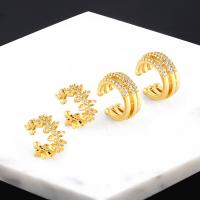 Cubic Zirconia Micro Pave Brass Earring 18K gold plated fashion jewelry & micro pave cubic zirconia & for woman  Sold By Pair