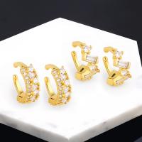 Cubic Zirconia Micro Pave Brass Earring, 18K gold plated, fashion jewelry & different styles for choice & micro pave cubic zirconia & for woman, more colors for choice, 1.8x0.5cmu30011.7x0.7cm, Sold By Pair