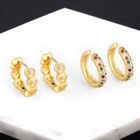Cubic Zirconia Micro Pave Brass Earring, 18K gold plated, fashion jewelry & different styles for choice & micro pave cubic zirconia & for woman, more colors for choice, 1.5x0.4cmu30011.4x0.3cm, Sold By Pair