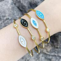 Evil Eye Jewelry Bracelet, Brass, 18K gold plated, fashion jewelry & micro pave cubic zirconia & for woman & enamel, more colors for choice, 69x10mm, Sold By PC