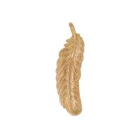 Brass Jewelry Pendants, Feather, gold color plated, Unisex, golden, nickel, lead & cadmium free, 10x35mm, Approx 10PCs/Bag, Sold By Bag