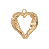 Латунные подвески-сердце, Латунь, Сердце, плакирован золотом, Мужская & отверстие, Золотой, не содержит никель, свинец, 23x21mm, Приблизительно 10ПК/сумка, продается сумка