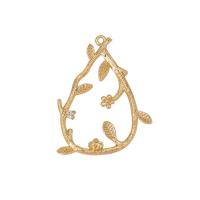 Brass Jewelry Pendants, Teardrop, gold color plated, Unisex & hollow, golden, nickel, lead & cadmium free, 32x23mm, Approx 10PCs/Bag, Sold By Bag