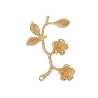 Brass Jewelry Pendants, Branch, gold color plated, Unisex, golden, nickel, lead & cadmium free, 44x30mm, Approx 10PCs/Bag, Sold By Bag