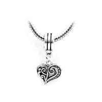 European Style Zinc Alloy Dangle Beads Heart silver color plated Unisex nickel lead & cadmium free Approx Sold By Bag