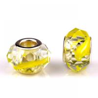 Lampwork European Beads with Iron silver color plated DIY & faceted yellow Approx Sold By Bag