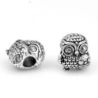 Tibetan Style European Beads, Owl, silver color plated, DIY, nickel, lead & cadmium free, 10x11mm, Approx 100PCs/Bag, Sold By Bag