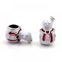 Zinc Alloy European Beads Snowman gold color plated DIY & enamel white nickel lead & cadmium free Approx Sold By Bag