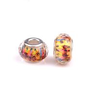 Resin European Beads, with Iron, Lantern, silver color plated, DIY, mixed colors, 8.50x14mm, Approx 100PCs/Bag, Sold By Bag