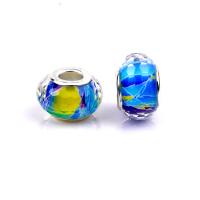 Resin European Beads with Iron Lantern silver color plated DIY blue Approx Sold By Bag