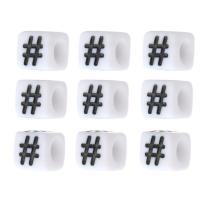 Acryl Schmuck Perlen, Quadrat, DIY & Emaille, weiß und schwarz, 6x6x6mm, Bohrung:ca. 3mm, verkauft von Tasche