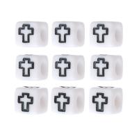 Acryl Schmuck Perlen, Quadrat, DIY & Emaille, weiß und schwarz, 6x6x6mm, Bohrung:ca. 3mm, verkauft von Tasche