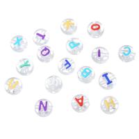 Alfabet Akryl perler, Flad Rund, du kan DIY & forskellige design til valg & emalje, flere farver til valg, 10x10x6mm, Hole:Ca. 2mm, Solgt af Bag