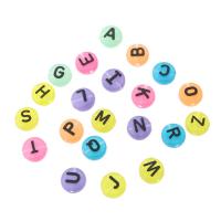Alphabet Acrylic Beads, Flat Round, DIY & different designs for choice & enamel, more colors for choice, 10x10x6mm, Hole:Approx 2mm, Sold By Bag