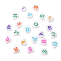 Alphabet Acryl Perlen, Herz, DIY & verschiedene Muster für Wahl & Emaille, keine, 7x7x4mm, Bohrung:ca. 1mm, verkauft von Tasche