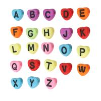 Alphabet Acryl Perlen, Herz, DIY & verschiedene Muster für Wahl & Emaille, keine, 7x7x4mm, Bohrung:ca. 1mm, verkauft von Tasche