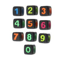 عدد الاكريليك حبة, أكريليك, مربع, ديي & تصاميم مختلفة للاختيار & مينا, المزيد من الألوان للاختيار, 7x7x7mm, حفرة:تقريبا 4mm, تباع بواسطة حقيبة