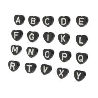 Perles acrylique alphabet, coeur, DIY & modèles différents pour le choix & émail, plus de couleurs à choisir, 7x7x4mm, Trou:Environ 1mm, Vendu par sac