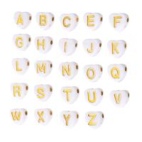 Perles acrylique alphabet, coeur, DIY & modèles différents pour le choix & émail, plus de couleurs à choisir, 7x7x4mm, Trou:Environ 1mm, Vendu par sac