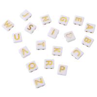 Alphabet Acryl Perlen, Quadrat, DIY & verschiedene Muster für Wahl & Emaille & Doppelloch, keine, 8x9x3.50mm, Bohrung:ca. 1mm, verkauft von Tasche