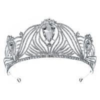 Bridal Tiaras, Tibetan Style, silver color plated, for woman & with rhinestone, silver color, nickel, lead & cadmium free, 140x60mm, Sold By PC