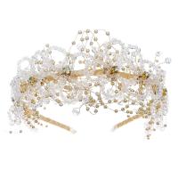 Braut Haarband, Zinklegierung, mit Messingdraht & Kristall, goldfarben plattiert, Hochzeitsgeschenk & für Frau, goldfarben, frei von Nickel, Blei & Kadmium, 125x75mm, verkauft von PC