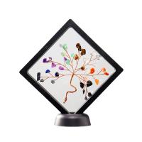 Edelstein Dekoration, mit Messingdraht & Acryl, Baum, für Zuhause und Büro, gemischte Farben, 90mm, verkauft von PC