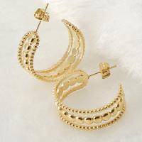 Titanium Steel  Earring, 18K gold plated, fashion jewelry & for woman, golden, 24.50x9mm, Sold By Pair