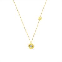 Titanium Steel Necklace, with 1.97inch extender chain, Daisy, Vacuum Ion Plating, fashion jewelry & for woman & with rhinestone, more colors for choice, 8mm,4mm, Length:Approx 16.14 Inch, Sold By PC