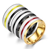 Couple Finger Rings, Titanium Steel, Unisex & different size for choice & enamel, more colors for choice, 8x2mm, Sold By PC